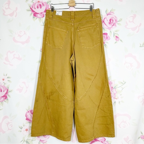 NEW Free People We The Free Chill Vibes Dropped Wide Leg Khaki Scout Jeans 31 - Picture 9 of 10